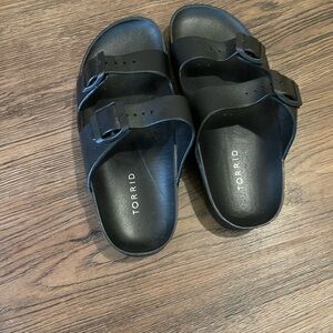 Torrid Black Buckle Slide Sandals